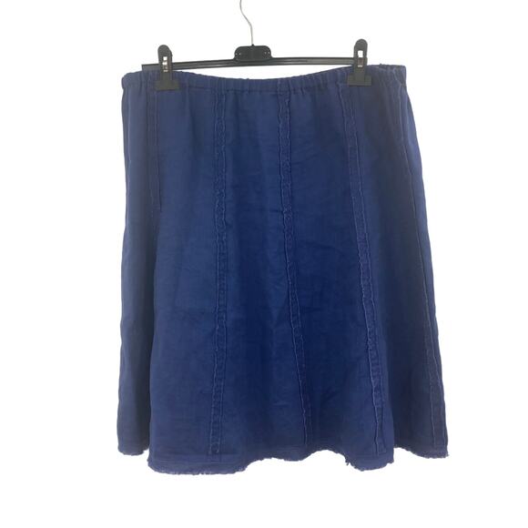 Soft Surroundings Linen Blend Boho Costal Western Blue Skirt Women’s Large Pet - Picture 1 of 11